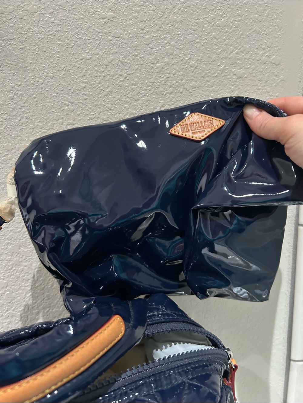 MZ Wallace Quilted Patent Cross Body Deep Navy - Picture 6 of 9
